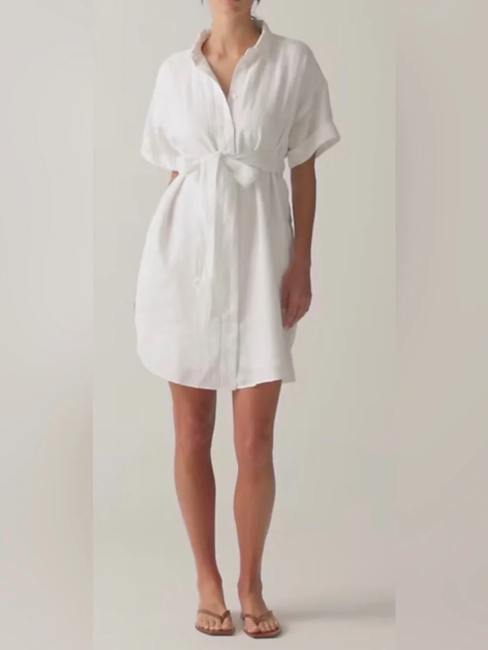 J.Crew Petite Capitaine Shirtdress in Linen White
